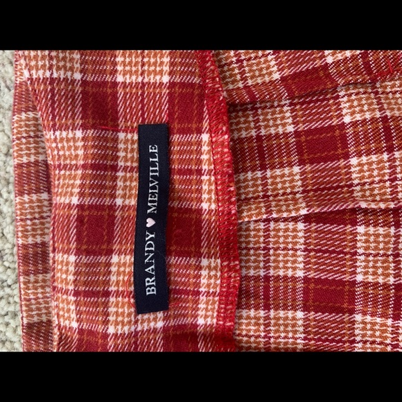 soft red pink plaid brandy melville skirt - Picture 3 of 3